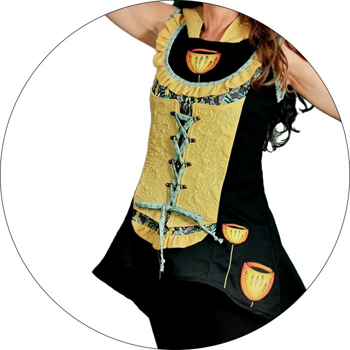 haut appliqué de dentelles, crochet, lacé mode corset dans le dos