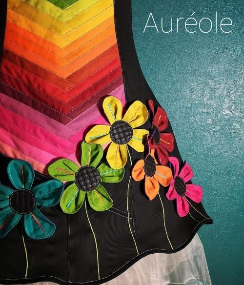 robe patchwork arc en ciel et fleurs 3D 