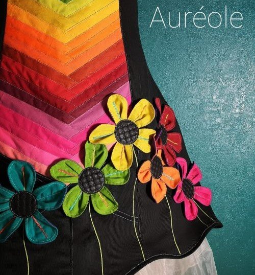 robe patchwork arc en ciel et fleurs 3D 