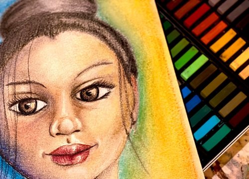 dessin au pastel visage de femme